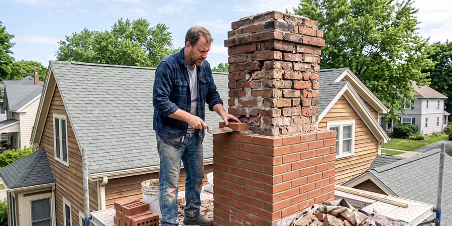 Old and Crumbling Brick Chimney Rebuild Perth Amboy