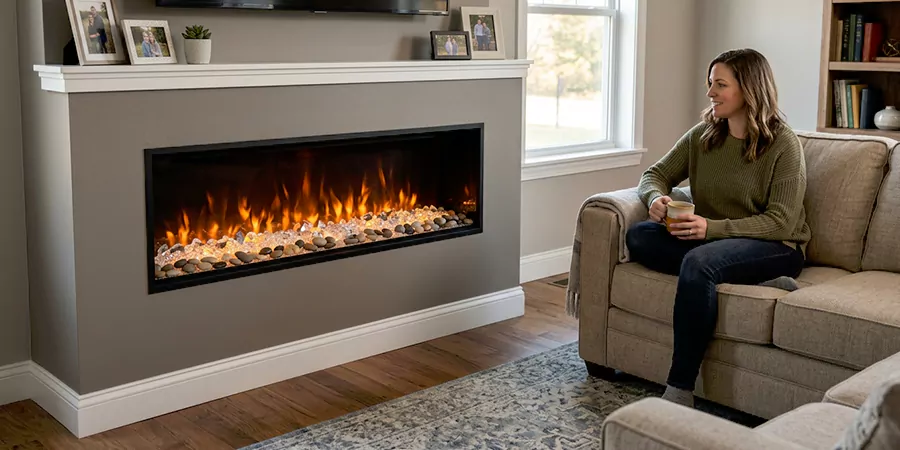 Electric Fireplace With Crystal and Pebble Embers Perth Amboy
